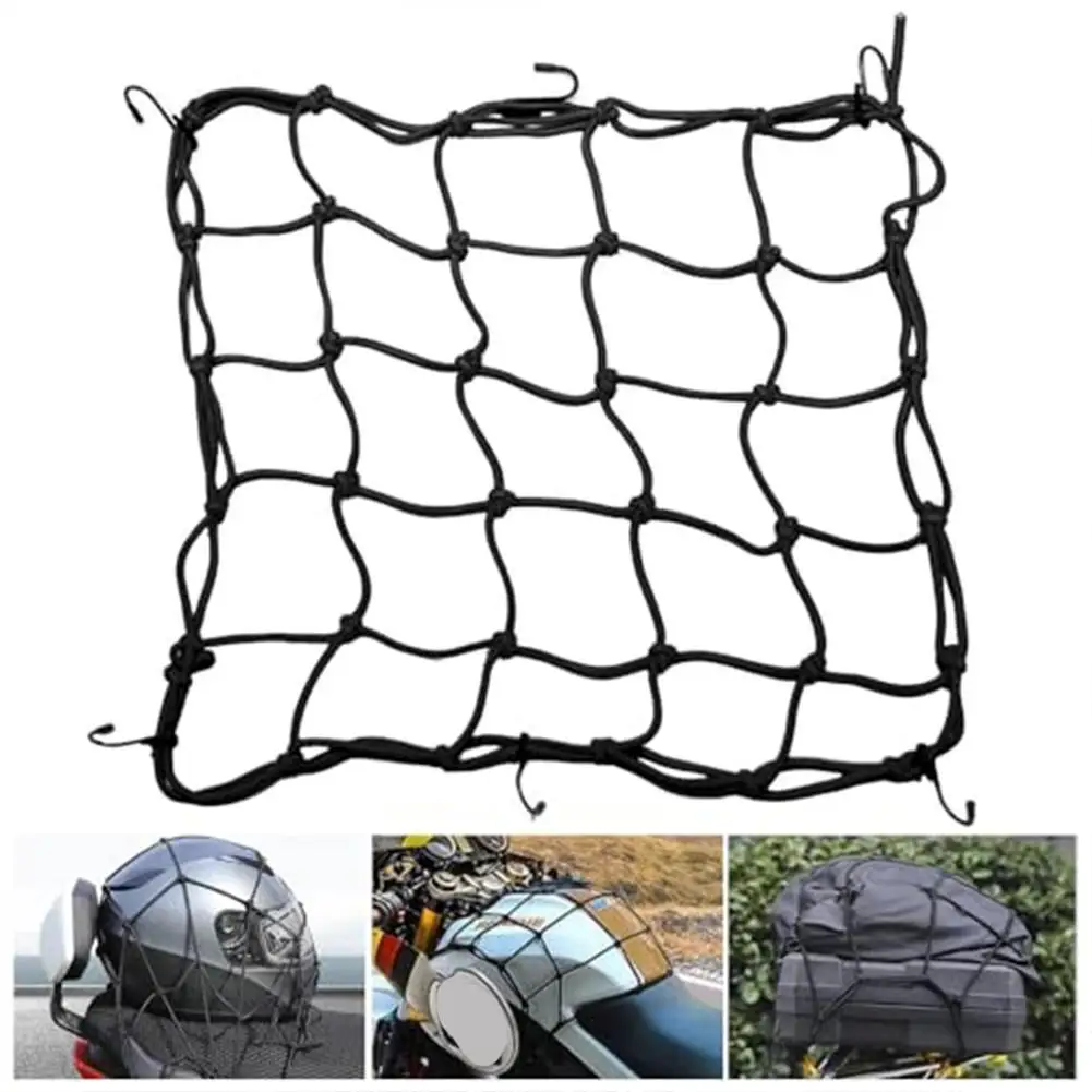 

Adjustable Motorcycle Elastic Luggage Net With Hooks: 30x30cm Sizes For Cargo/Helmet Fixing Mesh – Also Fits Bike Fuel Tanks