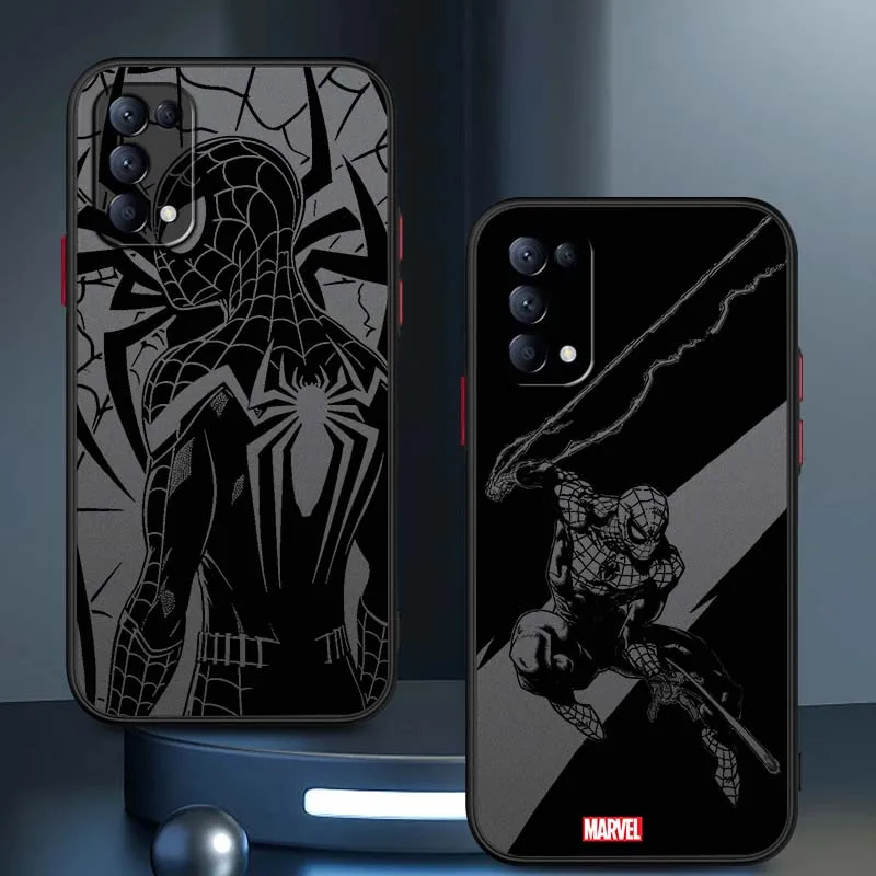 

Spider-Man Art Line Popular For OPPO Find X3 X5 Lite Pro A98 A94 A93 A78 A79 A76 A58 A57 5G Frosted Translucent Phone Case