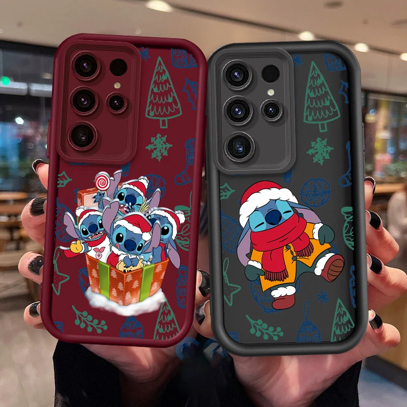 Christmas Disney Stitch For Samsung Note 20 S24 S23 S22 S21 S20 Ultra Plus FE A25 A23 A22 A15 A31 5G Eye Ladder TPU Phone Case