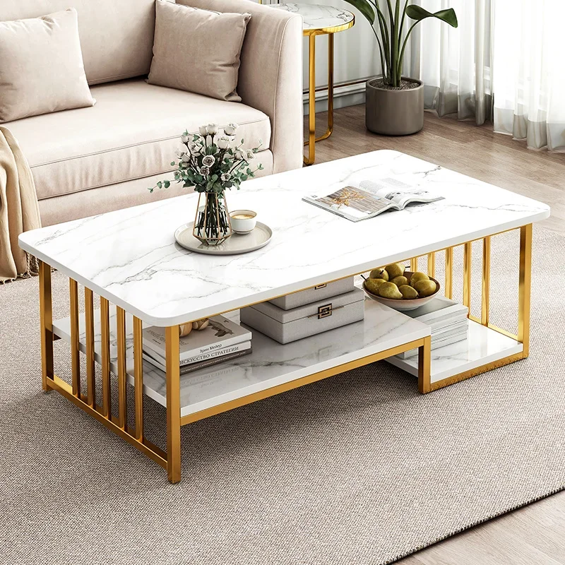 

Modern Nordic Coffee Tables White Legs Metalstorage Square Side Table Marble Effect Minimalist Stoliki Kawowe Home Furniture