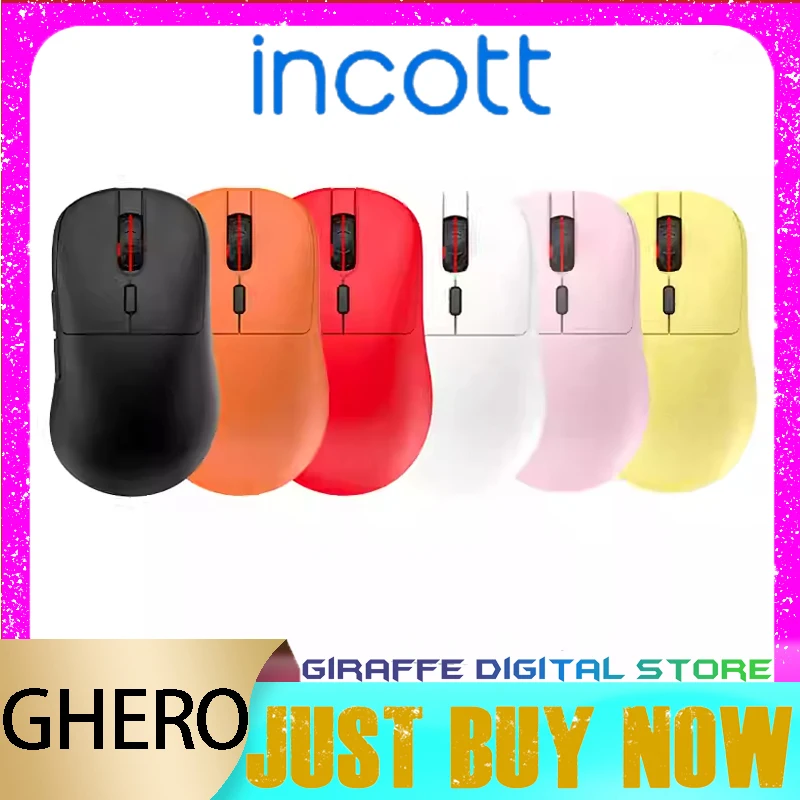 

Incott GHERO Wireless Mouse 8K PAW3395 Low Delay Long Battery Life E-Sports Gaming Mouse Lightweight RGB PC Gamer Accessories