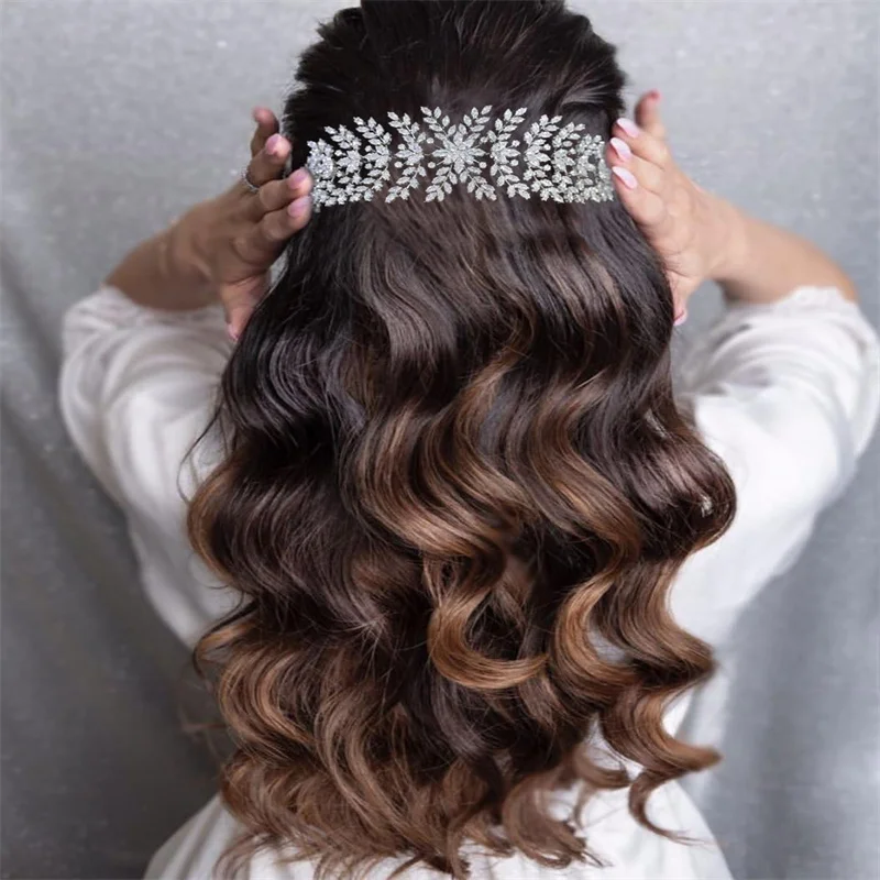 Luxury Bridal Headband For Wedding Hair Jewelry Headdress CZ Cubic Zirconia Princess Bride Tiaras Crowns Women Prom Headpiece