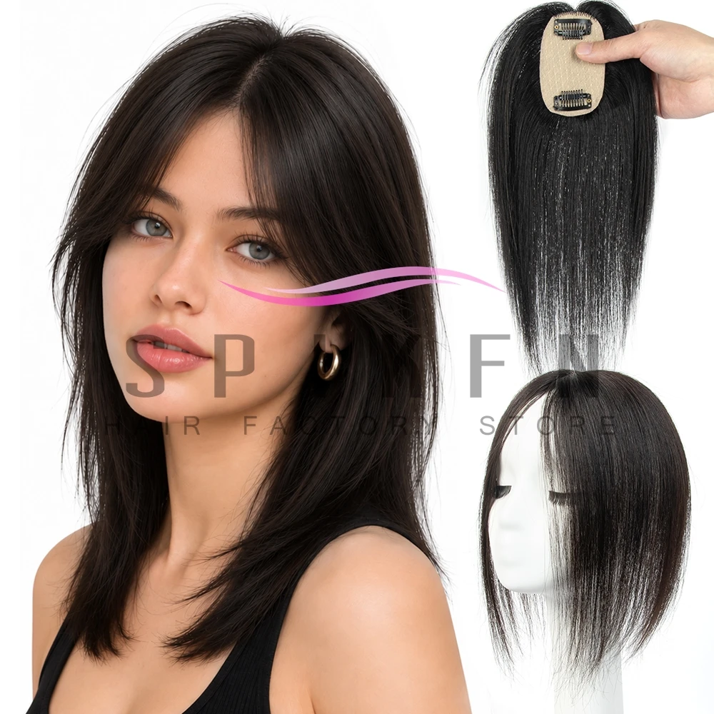 Real Human Hair Toppers 05X09 for Women Real Human Hair 360° Hair Topper No Bangs Upgrade Breathable Injected Base Topper