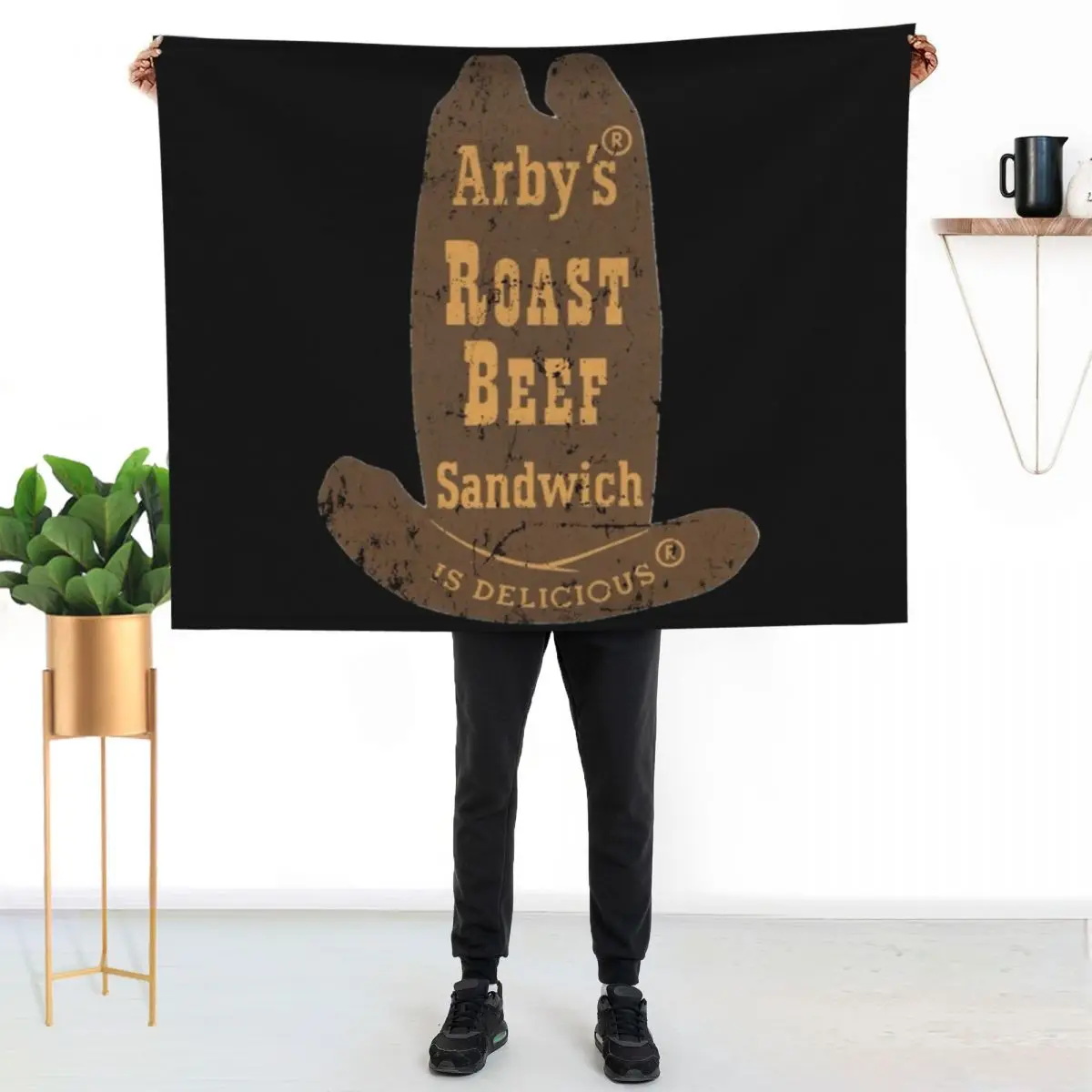 Arby's Roast Beef Shirt Throw Blanket wednesday Moving bed plaid sofa bed Hairy Bed linens Blankets