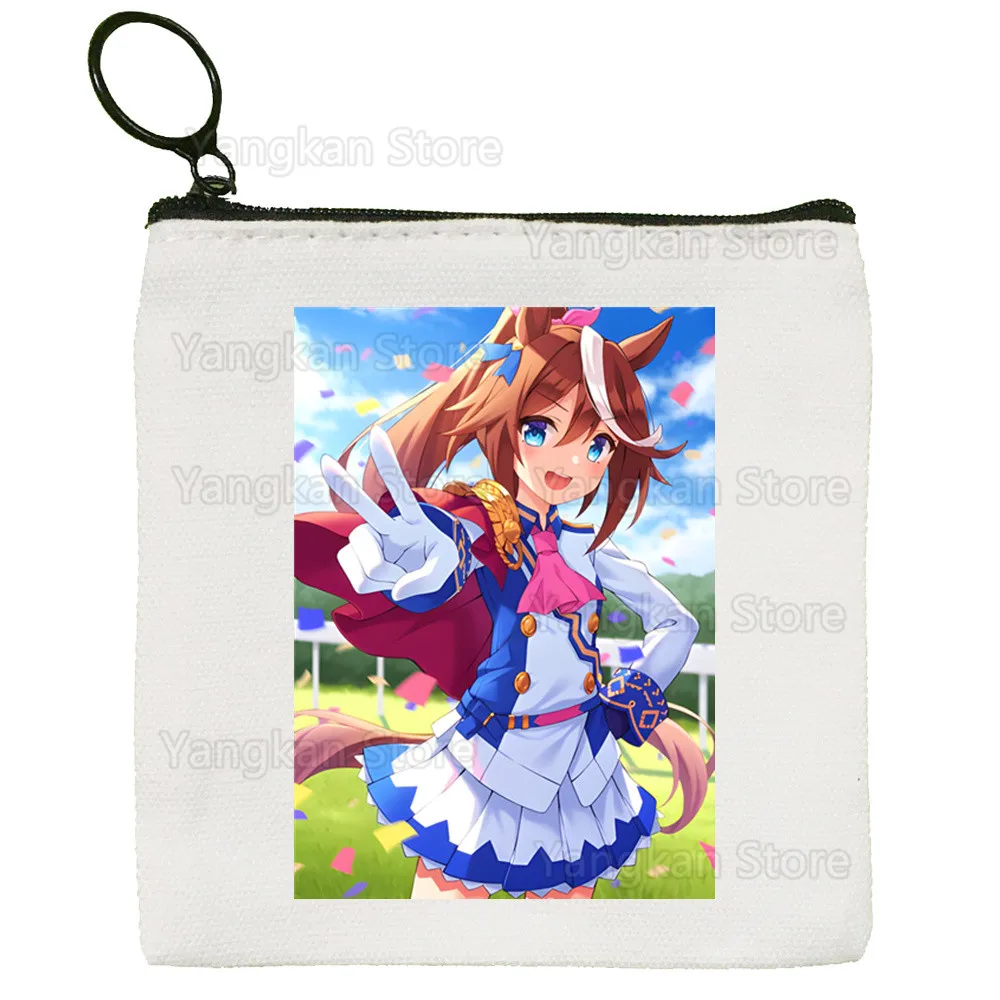 حقيبة نسائية جديدة من Uma Musume Pretty Derby حقيبة بيضاء نقية مصنوعة يدويًا من القماش ومحفظة للعملات المعدنية وحقيبة يد على شكل سبورة بيضاء #1