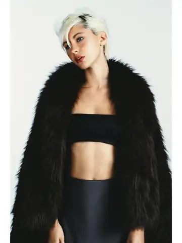 Artificial Fur Effect Short Coat Collar down Jacket Women's Fashion Winter Outerwear Waist-Cinching Style ZA Autumn Winter