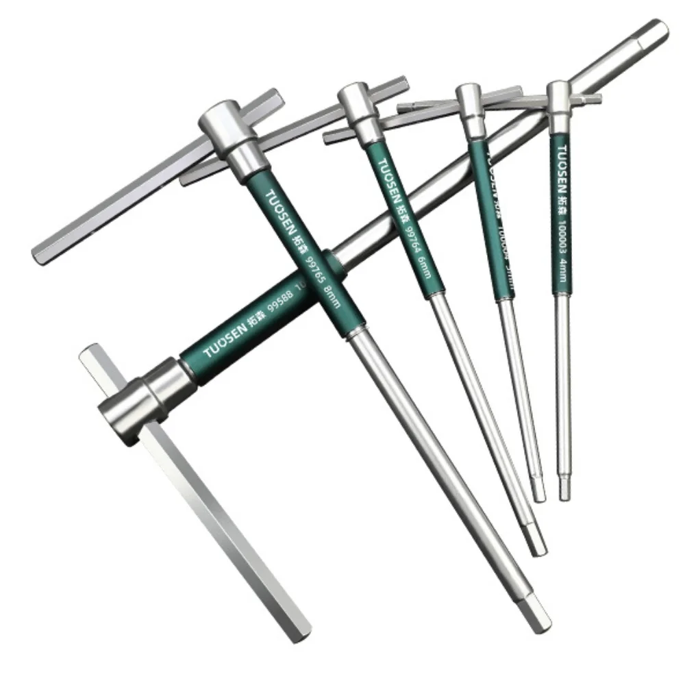 2.5/3/4/5/6mm Torx Screwdriver T Type Allen Hex Wrench Chrome Spanner T-shaped Hand Tool Extended T-Socket Wrench Universal