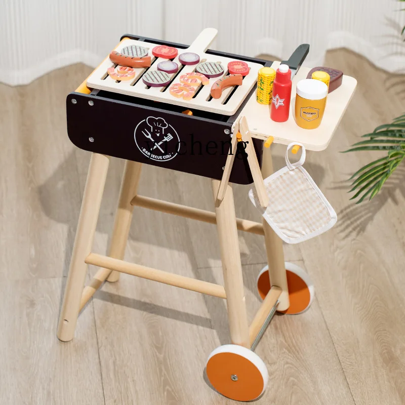 Tqh Kinder Baby Grill Spielzeug Simulation Kebabs Anzug Spielhaus Simulation Holz puzzle Kinder Kinderwagen