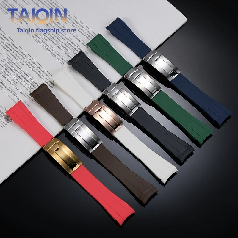 20mm 21mm Curved End Silicone Rubber Watchband For Role strap RX Daytona Submariner GMT explorer 2 men bracelet Black Green Blue