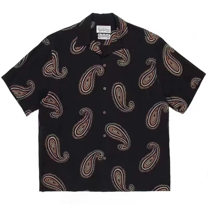 AI Brand WACKO MARIA Cashew Flower Shirt Summer Beach Style Loose Mens Womens Hip Hop Hawaii Short Sleeve Shirt