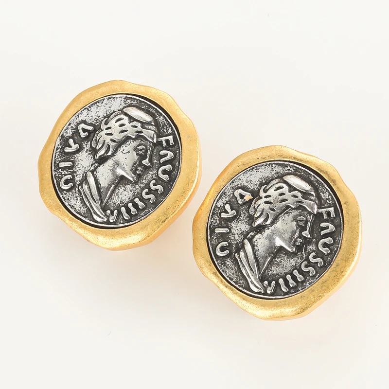 Vintage-Schmuck Antik-Goldfarbene Münz-Ohrringe Schönheits-Avatar Runde Geschenke für Frauen Party Persönlichkeit Trend 2026 Retro Kupfer