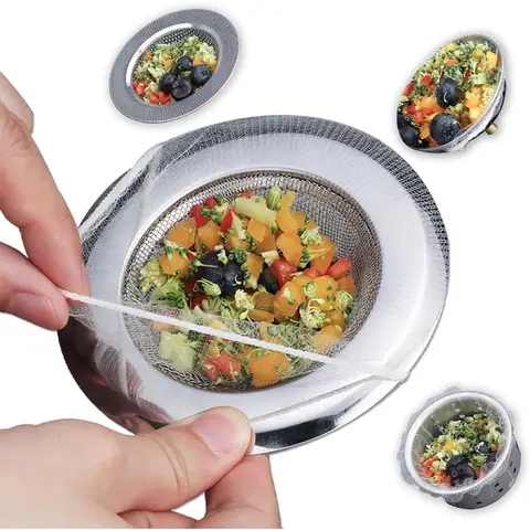 250 Pack Disposable Drain Covers, Disposable Mesh Sink Strainer Pouches for Sourdough, One Use Sourdough Drain Catcher Mesh Cover Nets for Kitchen Sink, Strainer Pouches Kitchen and Bathroom