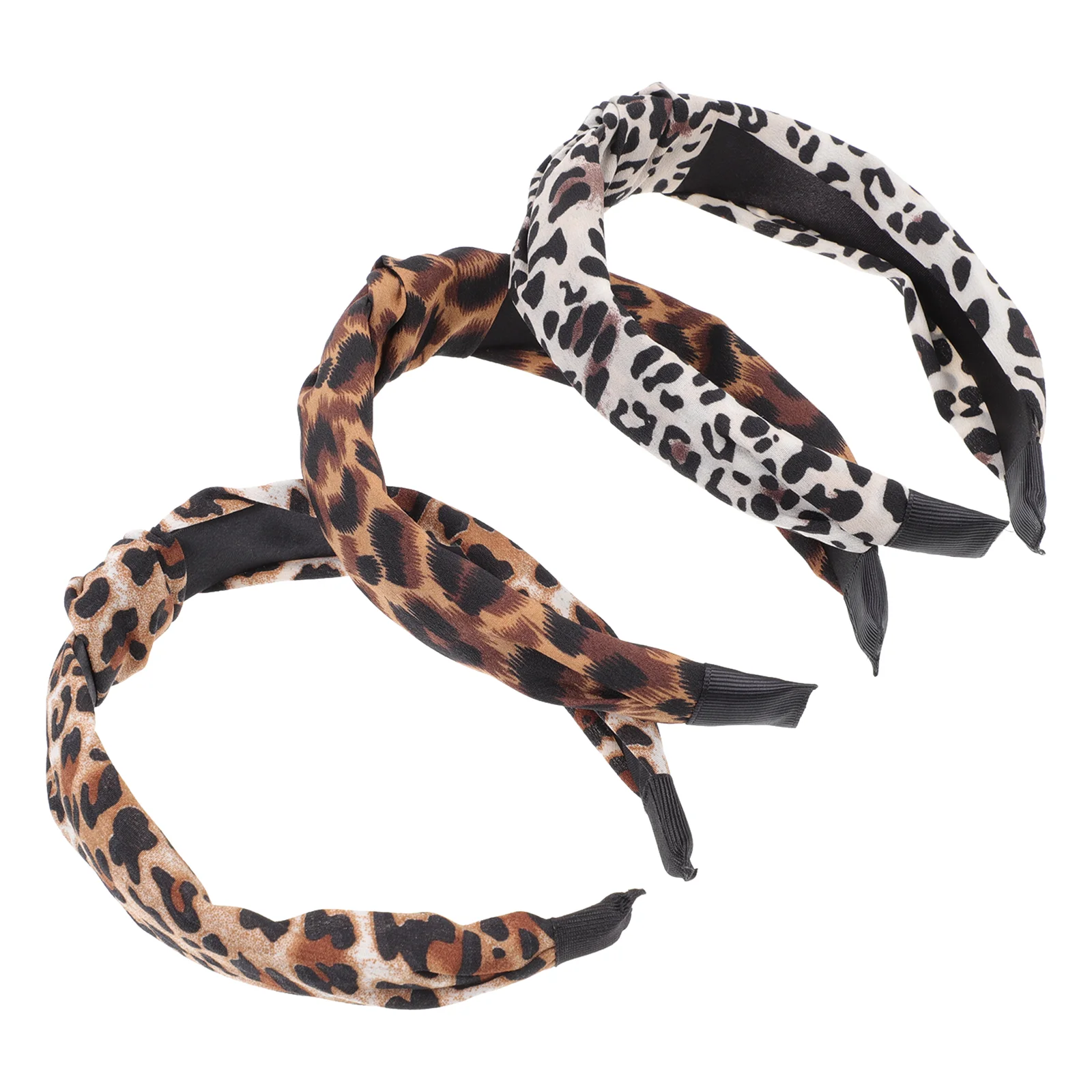 

3 Pcs Cross Knotted Headband Hair Handkerchiefs for Women Bands Womens Ribbons Leopard Hairband Accessories Strands Women's