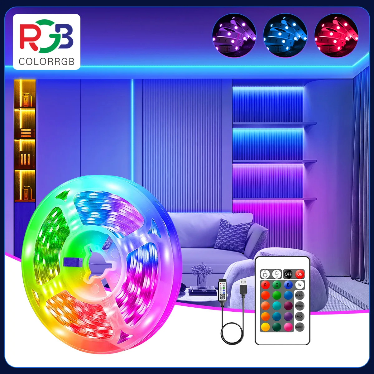 USB RGB 3535 Led Light Strip 5V Color Changing Strip Light, Bluetooth APP Control Synchronizacja muzyki do pokoju Dekoracja wnętrz domu