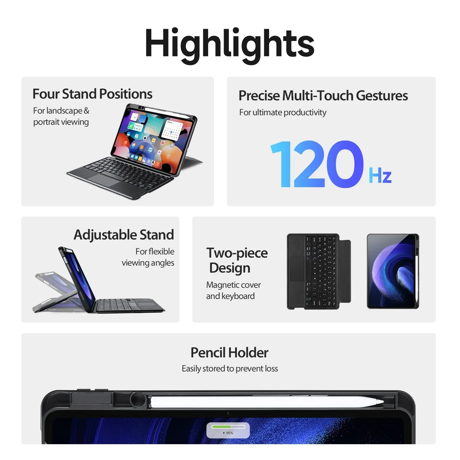 For Xiaomi Pad 7 Pro Case with Trackpad Keyboard For Xiaomi Mi Pad 7 6 5 Pro Detachable Magic Keyboard Case With Pencil Holder