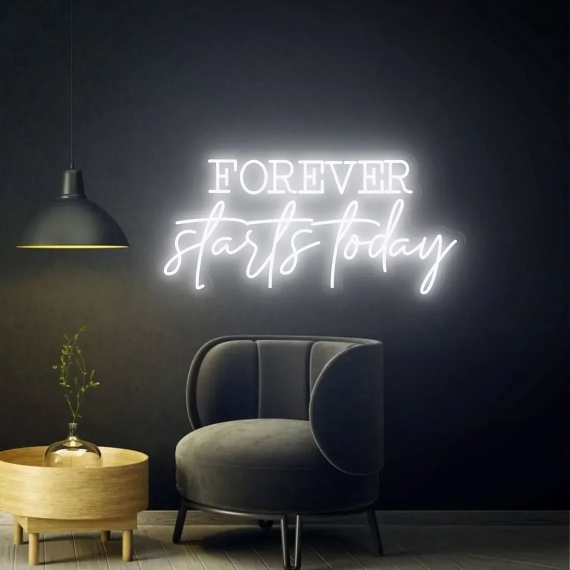 Forever starts today neon sign, Forever starts today led sign, today neon sign, bedroom wall decor