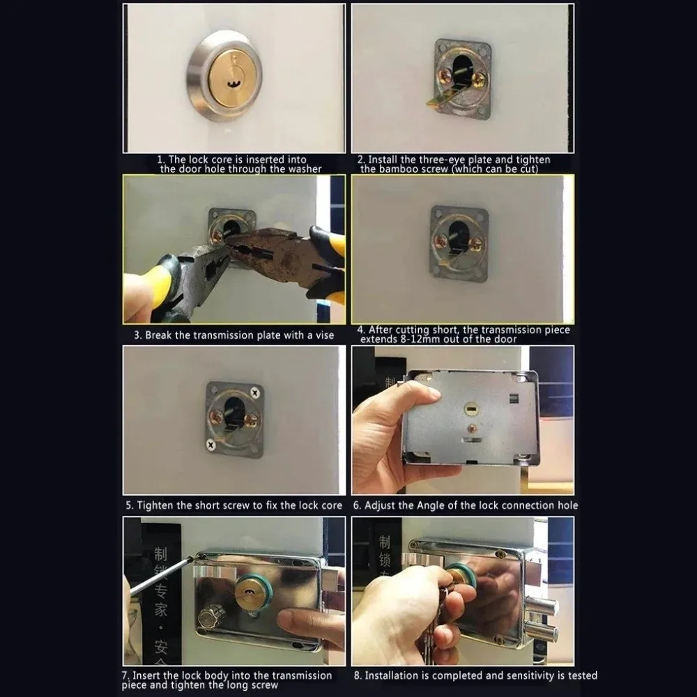 Universal Exterior Iron Door Locks Security Multiple Insurance Lock Anti-Theft Wood Gate Lock Indoor Dormitory