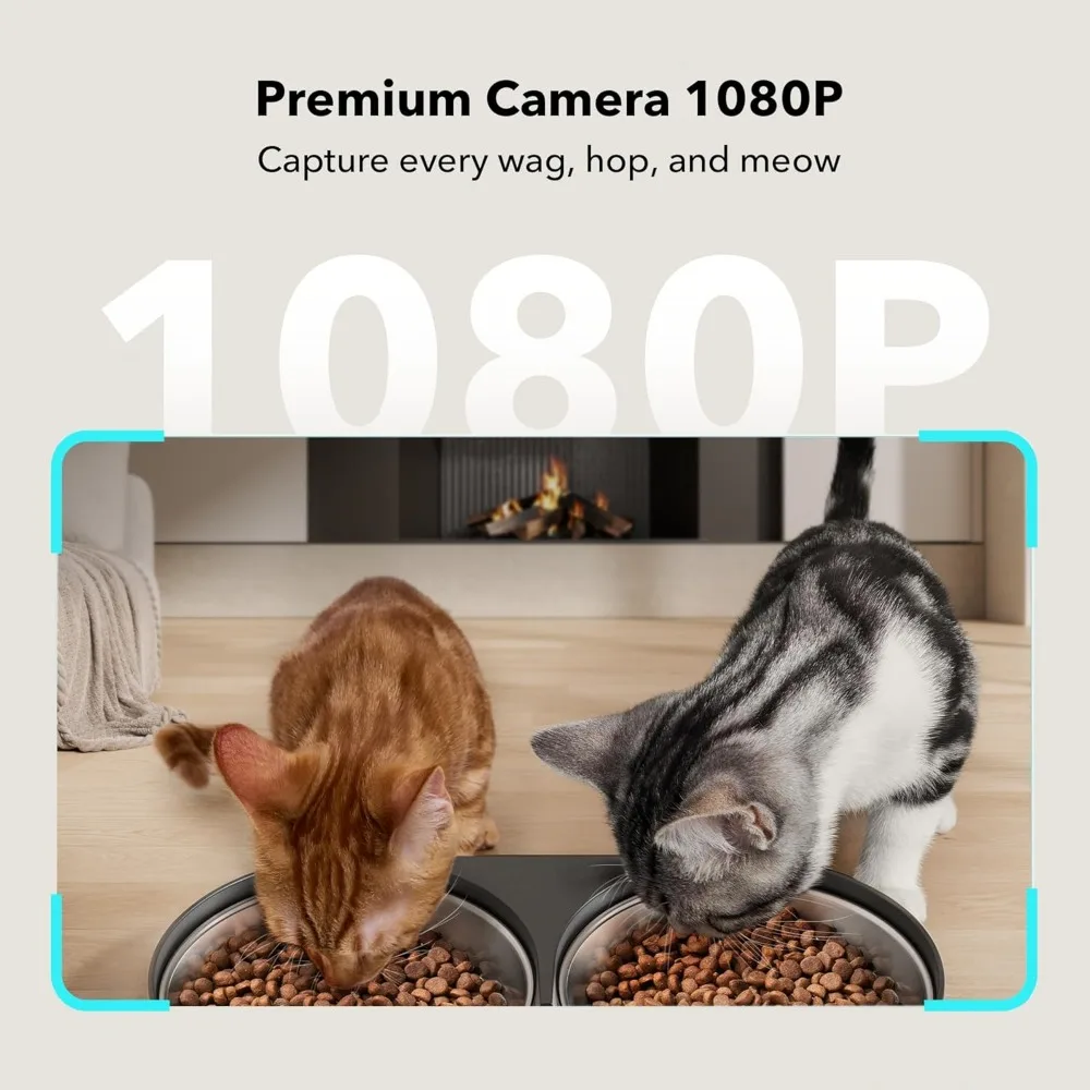 Automatic Cat Feeder with Camera for Cat, 1080P HD Video with Night Vision, Low Food &Motion & Sound Alerts,  5G WiFi Pet Feeder