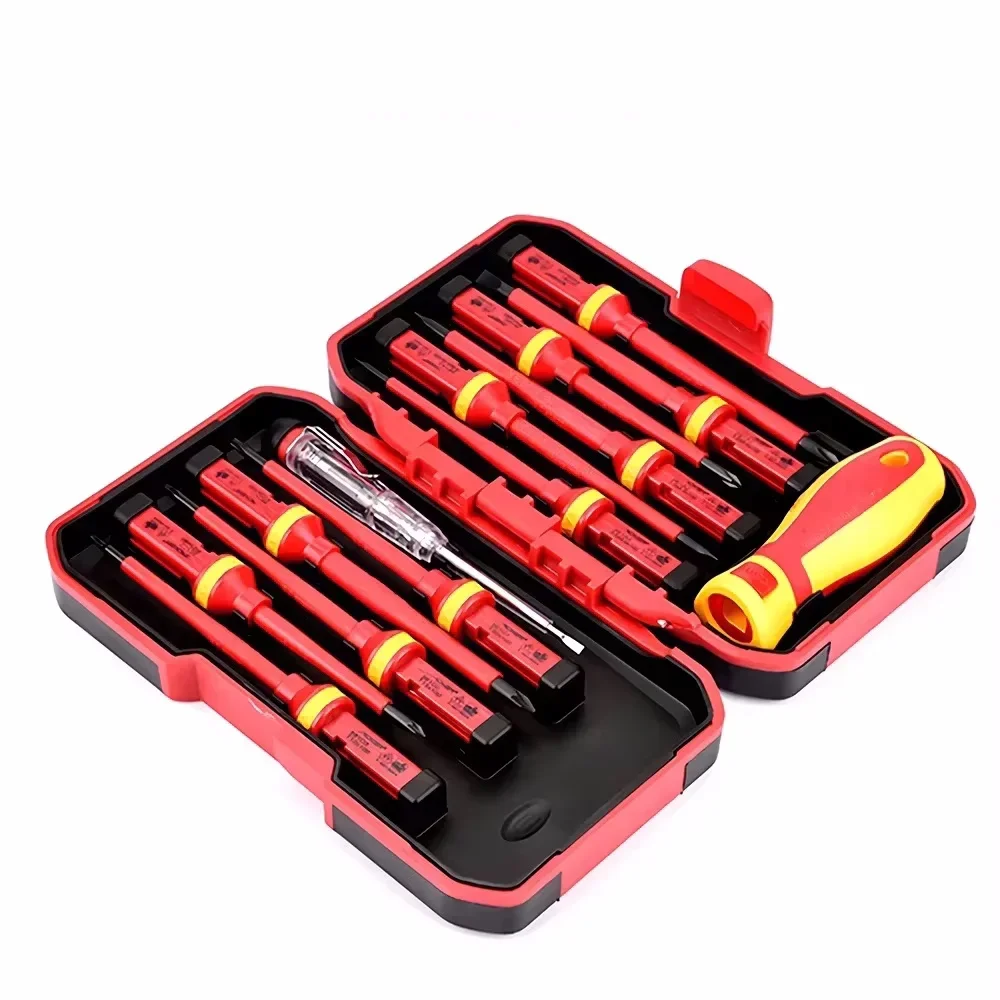 With Magnetic Slotted Bits Electrician Repair Tools Kit 13pcs 1000V Changeable Insulated Screwdrivers Set