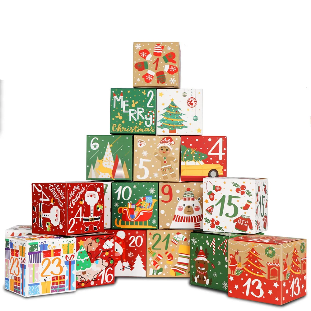 

Christmas Advent Calendar 2025 DIY 24 Empty Christmas Countdown Box for Gift Wrap 24 Days Number Xmas Holiday Decor