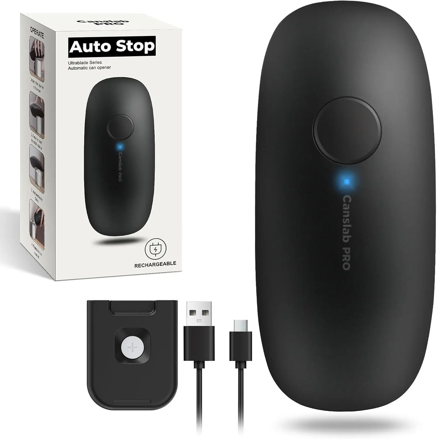 

Ultrablade PRO Auto Stop Can Opener - Rechargeable Electric Can Opener for Kitchen for Seniors with Arthritis - One Touch