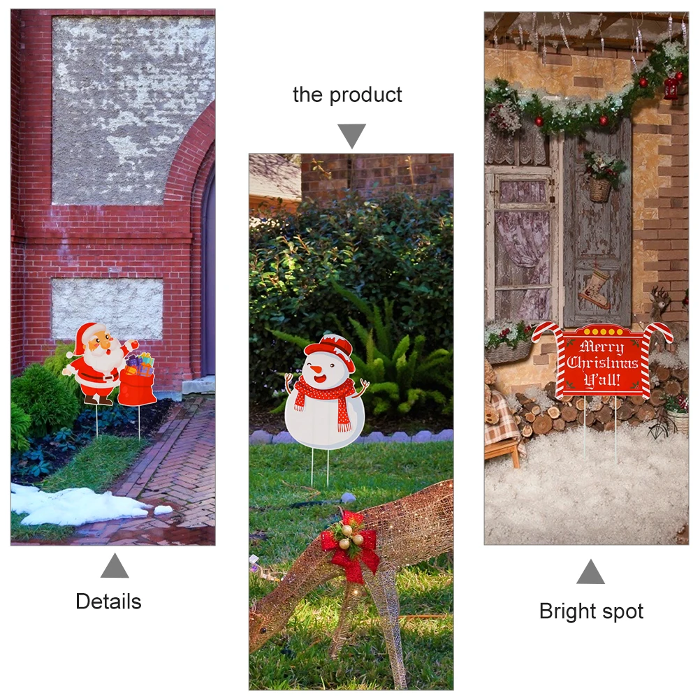 

Christmas Advent Garden Card Decorations Lawn Stakes Red Plastic Yard Signs for