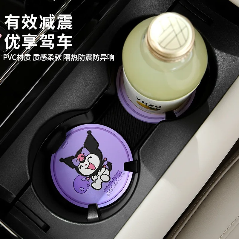 Anime Cartoon Sanrioed Car Interior Decoration Melody Kuromi Kawaii Vehicle Mounted Anti-Slip Coaster Storage Mat Water Coaster