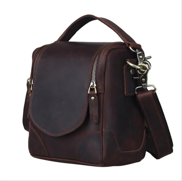 

Vintage Men's Bags Crazy Horse Genuine Leather Male Messenger Bag Shoulder Bags Crossbody Bag for Men Women Leather Camera Bag