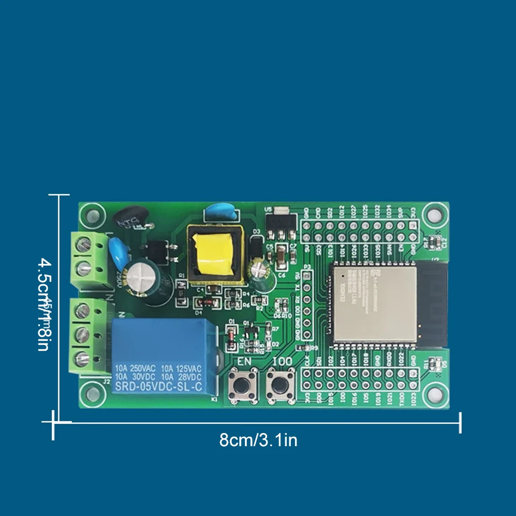 PCB ESP32 WIFI Bluetooth Single Relay Switch Module For AC90-250V Output Signal Output Switch Signal