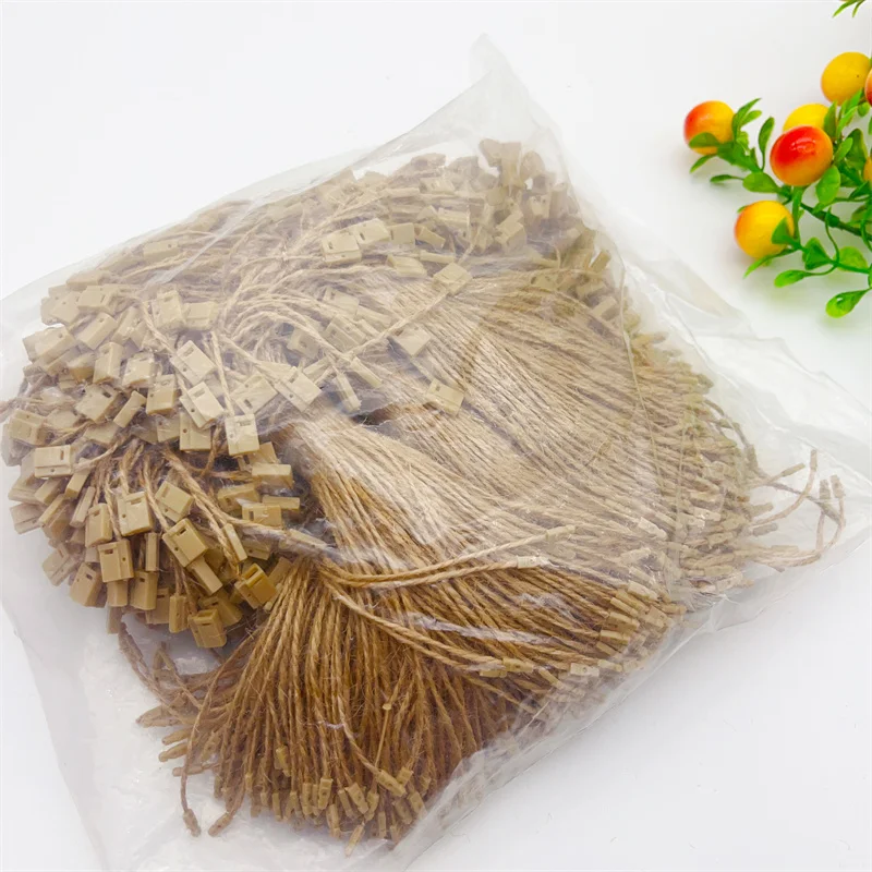 

5000pc Vintage Jute Cord String Snap Lock Pin Loop Tie Accessory Natural Jute Tag Rope DIY Wedding Home Decor Lanyards Wholesale