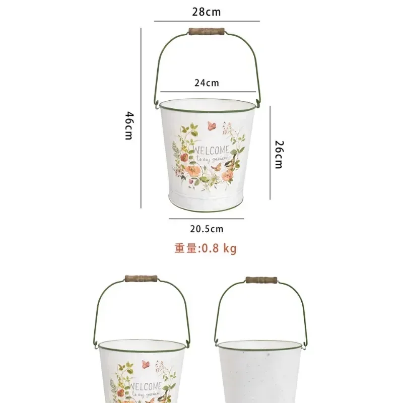 A wake up flower bucket make old bucket retro wrought iron bubble arrangement shop household utensil