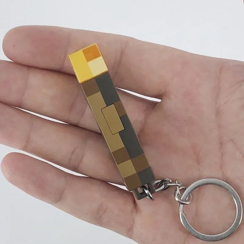 Minecraft Torch Keychain Luminous Pendant Game Creative Car Key Ring Charm Backpack Decoration Glowing Toys Accessories Gifts