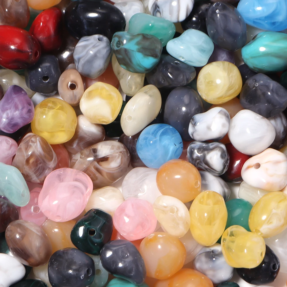 60 Stück zweifarbige, naturstein-ähnliche, unregelmäßige Acrylperlen, lose Abstandsperlen für DIY-Schmuckherstellung, Armbandzubehör – Detail 7
