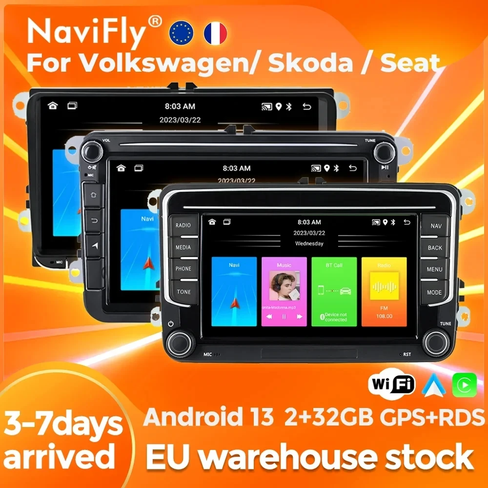 Android 13 Auto Car Radio For VW Volkswagen Passat B6 T5 B7 B5 Golf 5 6 Caddy polo Jetta5 Skoda CarPlay Auto Multimedia Player