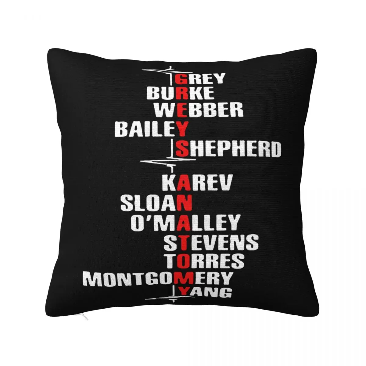 Grey Anatomy Vertical S Burke Webber Bailey Shepherd Popular Tagless Sbz1216 Pillow Case