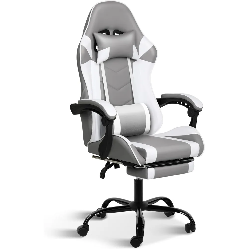 

Gaming Chair, Computer Chair with Footrest, Height Adjustable & 90°-135° Tilt Function, Swivel Recliner Ergonomic Racing S