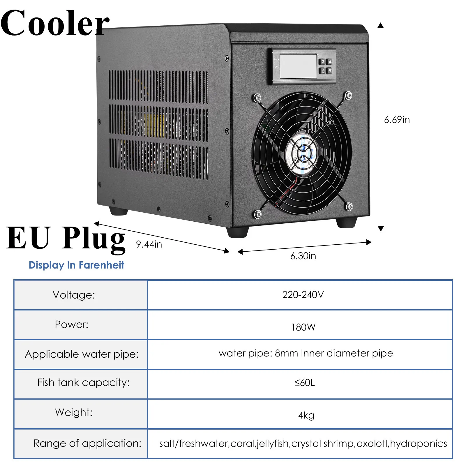180W Aquarium Water Chiller 55L Aquarium Koeler Verwarming Systeem 10-40 ℃   Apparaat met constante temperatuur Duurzame koeling