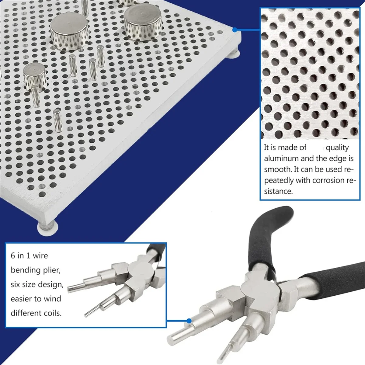 Second Generation Wire Beading Jig Kit with 6 in 1 Wire Bending Pliers and Metal Pins, Jewelry Design Making Tools-AB09