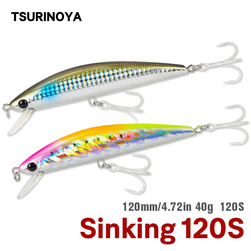 TSURINOYA Saltwater Sinking Minnow 120S - Señuelo para lubina y atún