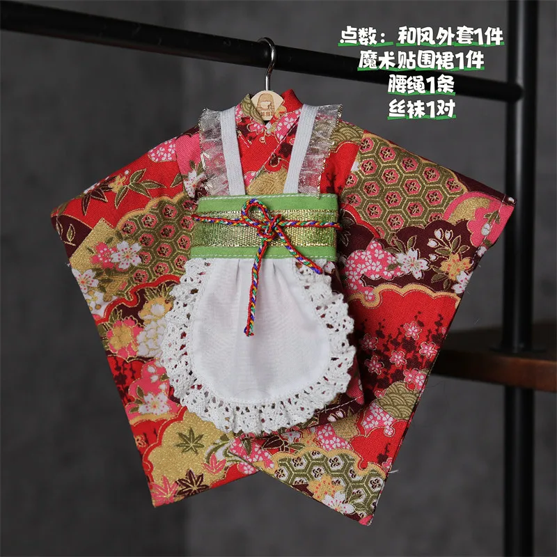 Japanischer süßer Yukata-Kimono mit Blumenmuster und Dienstmädchenrock für normale 1/6 BJD 30cm Actionfiguren-Körpermodelle – Detail 21