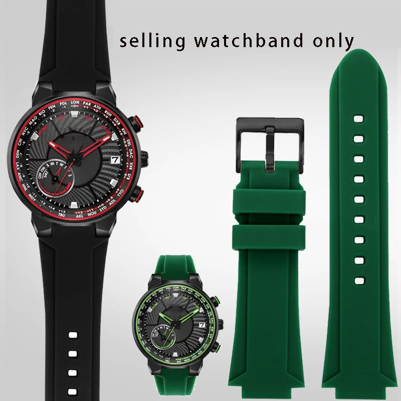 Vatandaş fotokinetik kırmızı sihirli serisi için yükseltilmiş kauçuk bileklik CC3039-08E/3079/3035 yükseltilmiş silikon saat kayışı bilezik