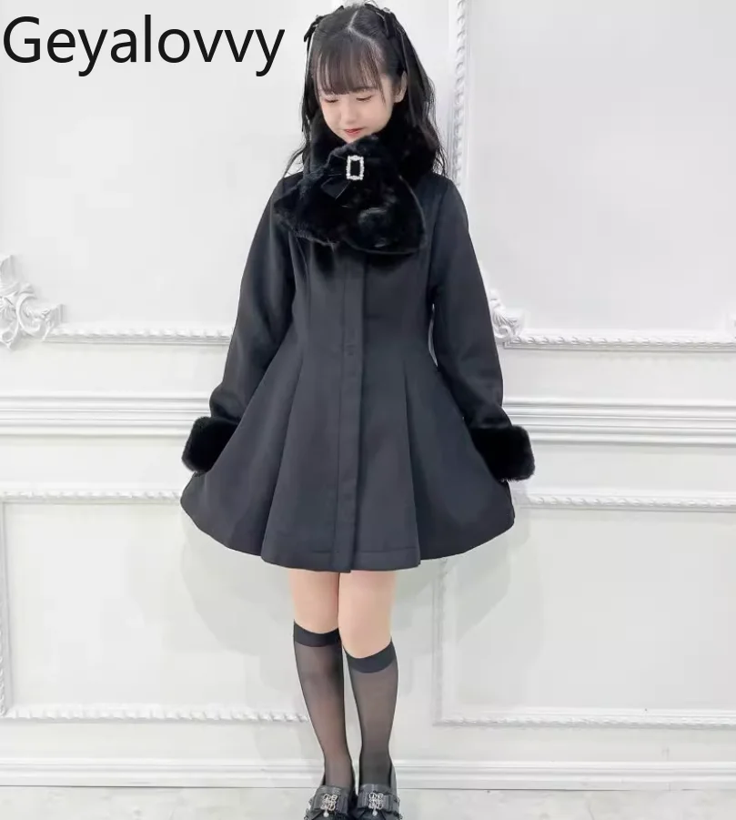 

Зимняя теплая куртка, милая модная плюшевая женская шерстяная куртка на шнуровке с жемчугом, элегантное длинное пальто для девочек массового производства