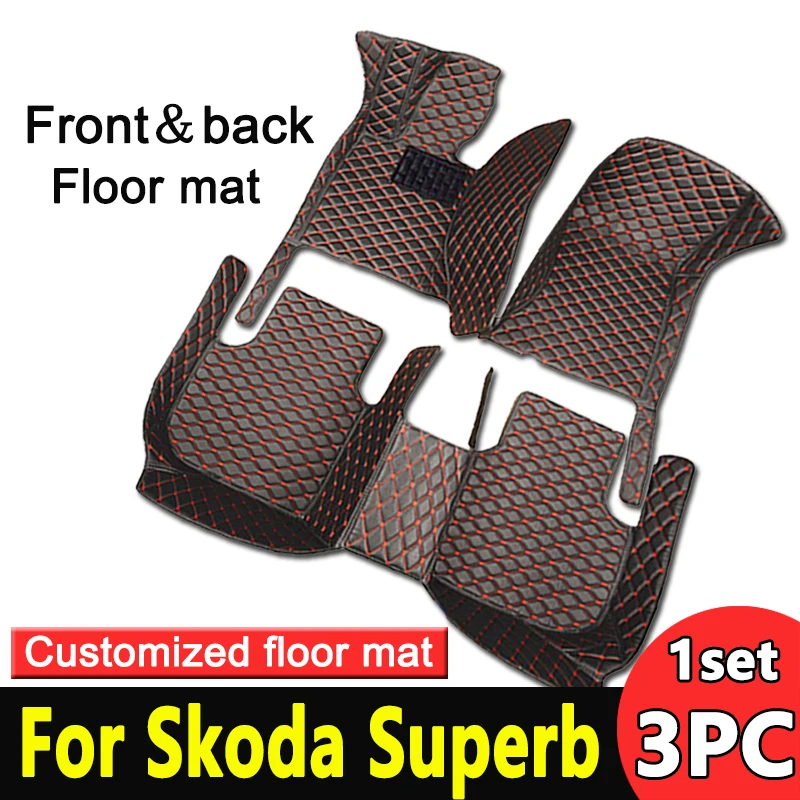 

Car Mats For Skoda Superb B8 3V 2016~2022 2021 2020 Carpets Rugs Leather Floor Mat Interior Parts Waterproof Pad Car Accessories