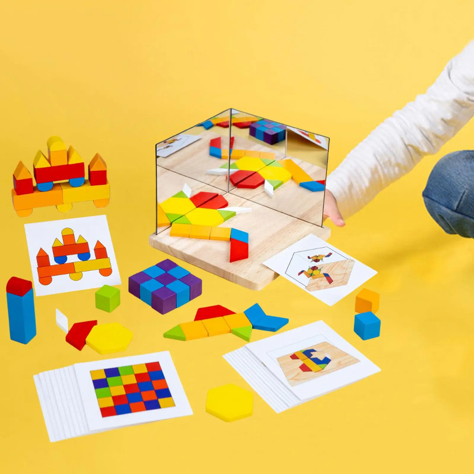 Giochi puzzle con immagini a specchio Giocattoli Montessori Blocchi di immaginazione spaziale Giocattoli educativi precoci per età 4 5 6 Regali per le vacanze delle ragazze