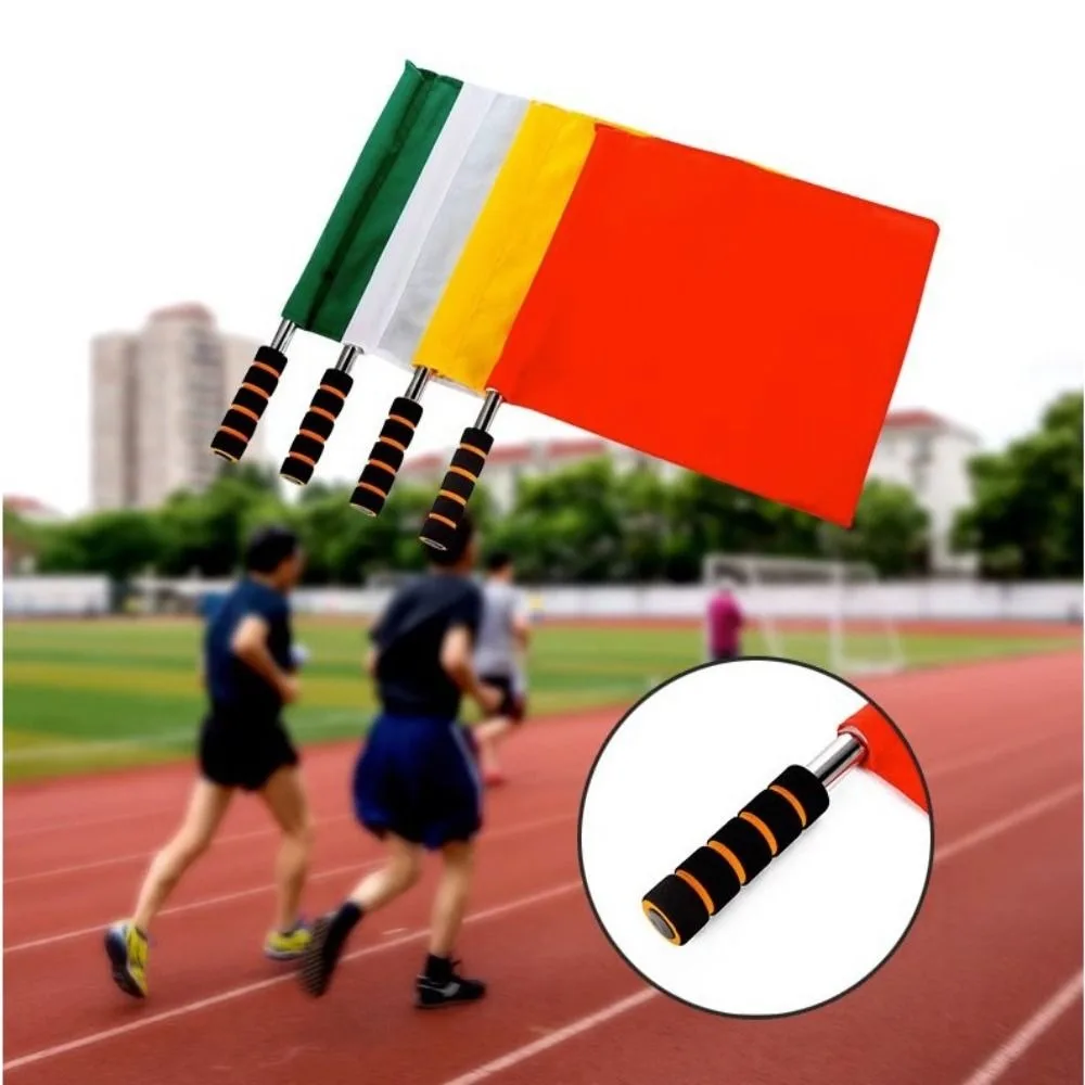 Bendera Wasit Profesional Multiwarna dengan Pegangan Spons Bendera Wasit Bendera Sinyal Tahan Air Perlengkapan Bola Voli Sepak Bola