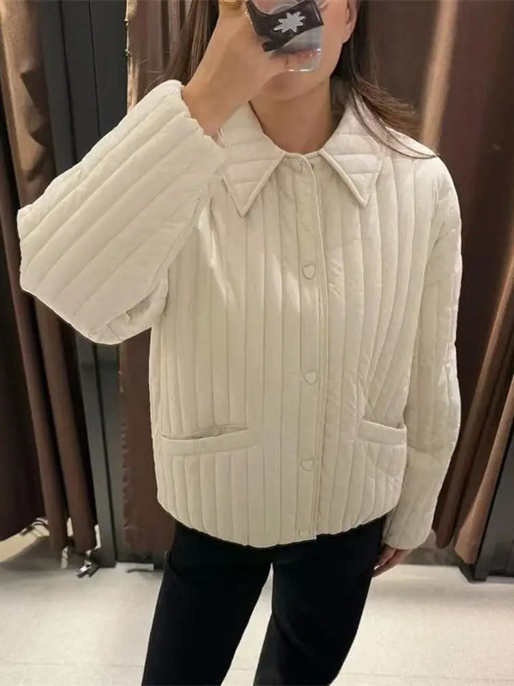 Spring New Women's Loose Faion Simple Vertical Stripes Heart Button ort Cotton Jaet Thin Outerwear Commute Sle