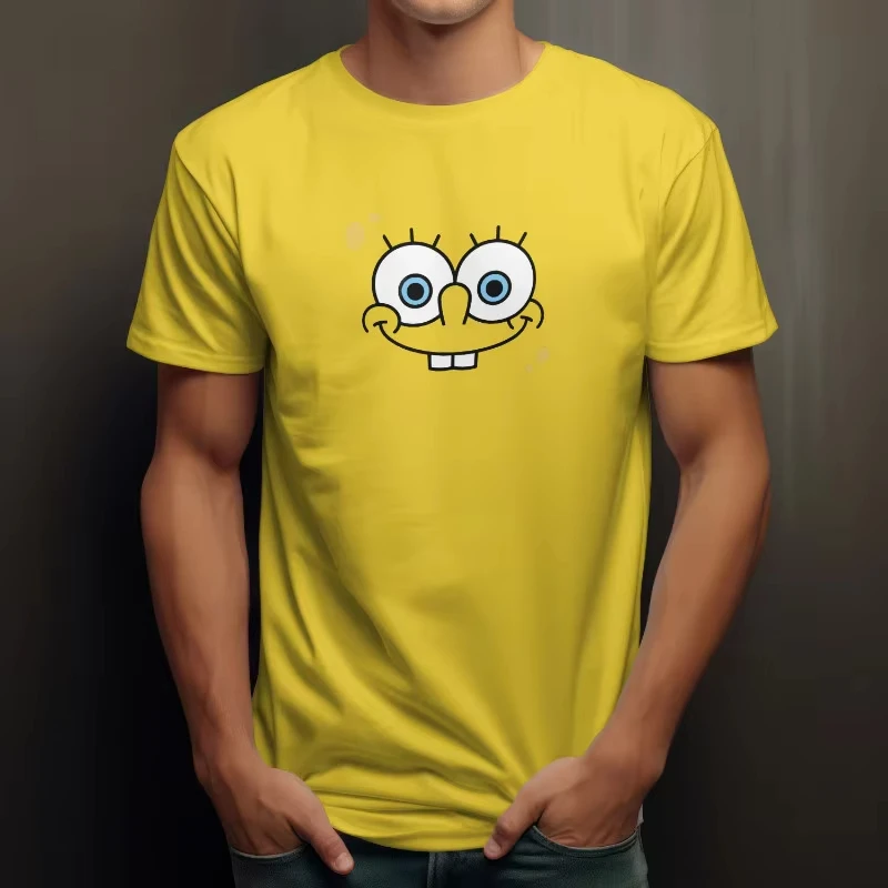 

Summer New Funy Cartoon SpongeBob Print T-shirt For Men Short Sleeve O-neck Tees Casual Sports Streetwear Oversized Unisex Tops