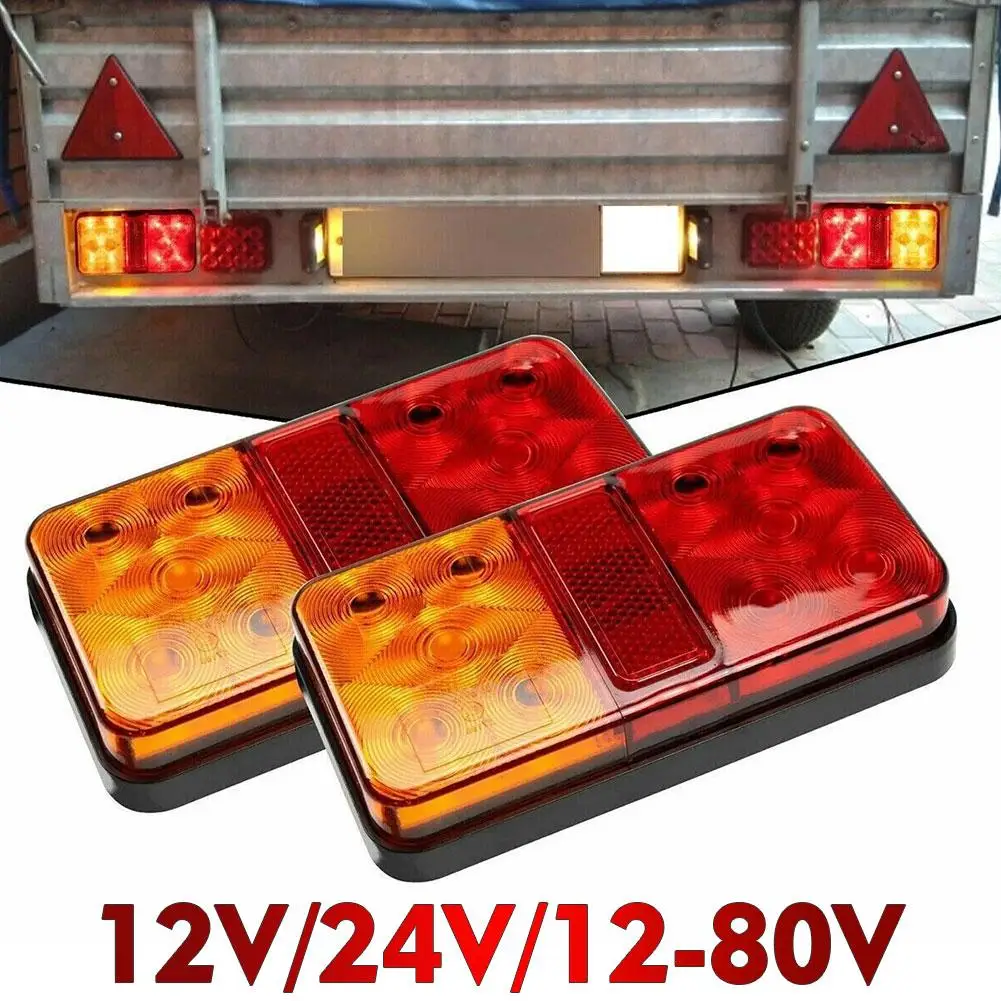 2Pcs 12V/24V/12-80V LED Truck Tail Lamp Taillight Turn Signal Indicator Stop Lamp Rear Brake Light For Car Truck Trailer Ca N2H0