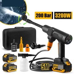 6 IN 1 200Bar Brushless High Pressure Washer Cordless Rechargeable Foam Generator Household Garden Tools For Makita 18V Battery
