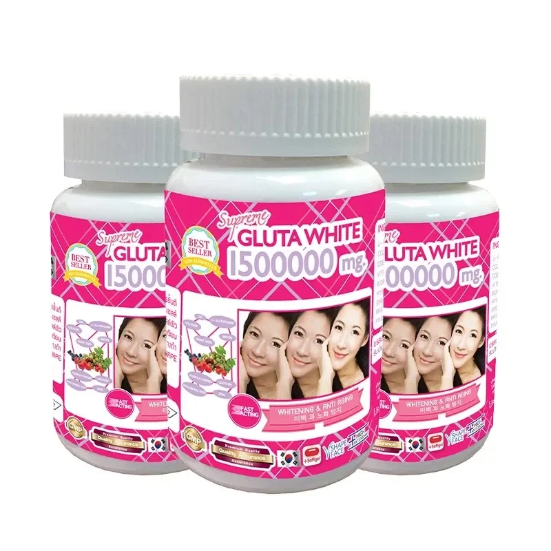 GLUTA WHITE 1500000MG Glutathione Skin Whitening Supplement Anti Aging, UV Protection, Even Skin Tone & Scar 30 Capsules